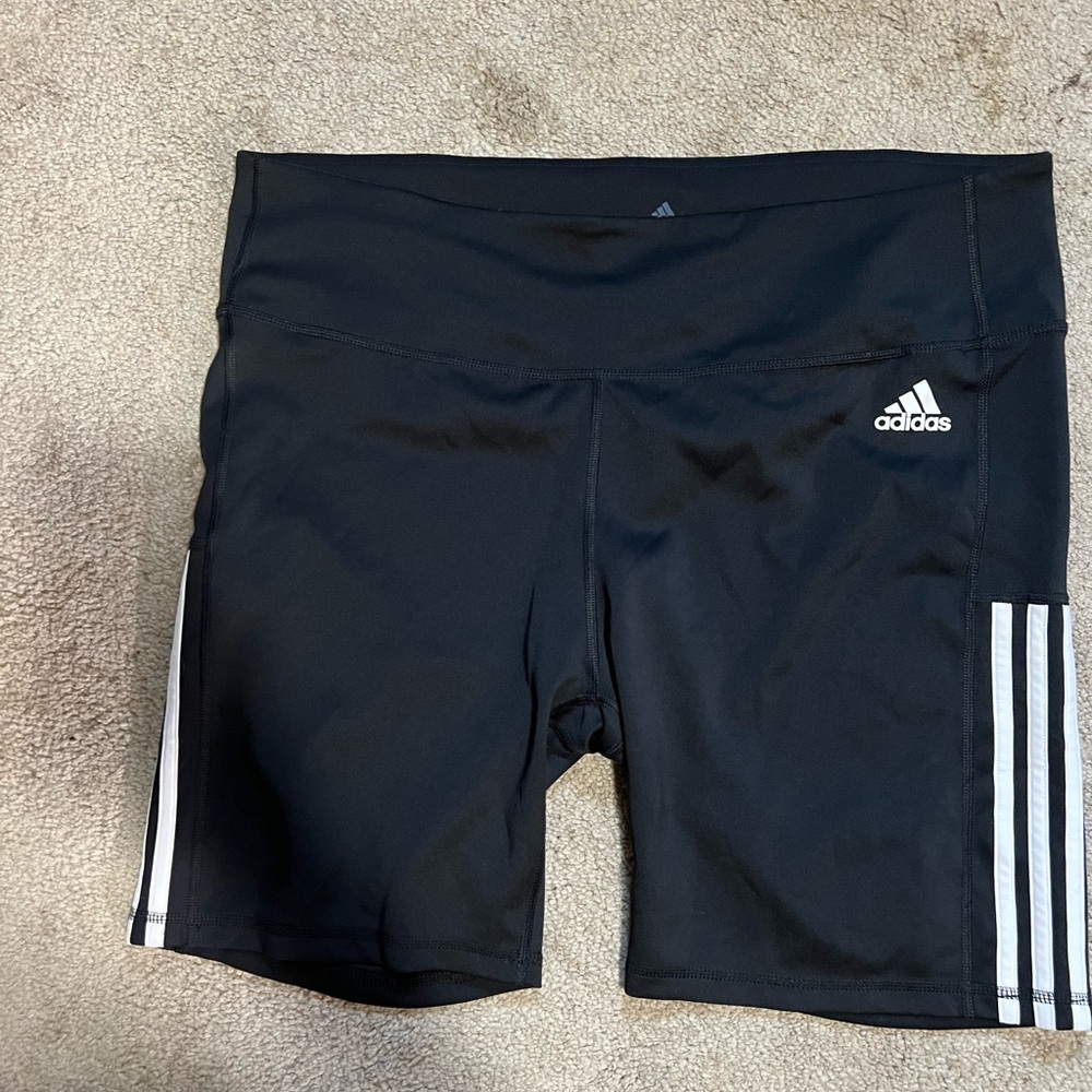 adidas Black Women’s Bike Shorts with White Side Stripes